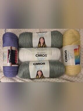 CARON SIMPLY SOFT KNITTING & CROCHETING YARN 5 SKEINS